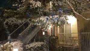 A snow-covered outdoor area with a staircase leading to a building entrance. - Nikko Ikoi Hotel (Nikko)