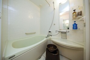 Apartment with Loft II | Bathroom | Separate bathtub and shower, deep-soaking bathtub, free toiletries - Soshigaya Apartment (Tokyo)