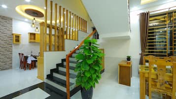 Fridge, microwave, stovetop, electric kettle