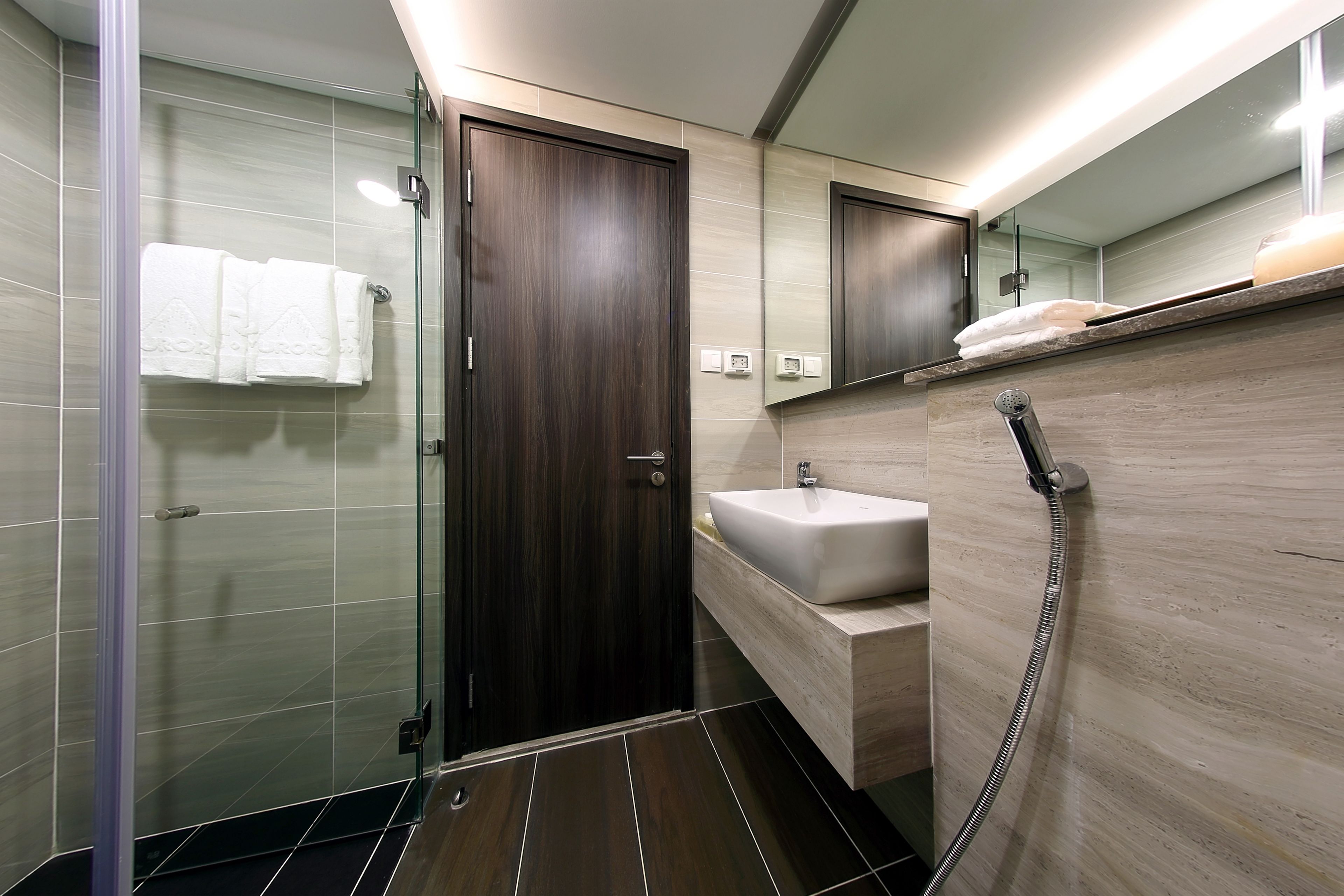 Shower, free toiletries, hair dryer, bathrobes