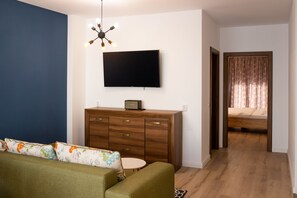 Design-Apartment, 1 Queen-Bett und Schlafsofa, Nichtraucher, Stadtblick | Zimmerausstattung