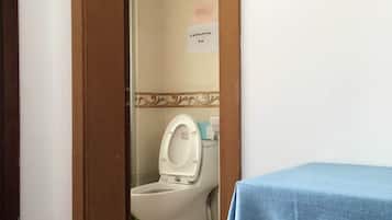 Shower, slippers, towels