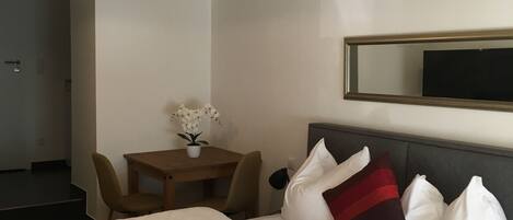 Premium bedding, desk, soundproofing, iron/ironing board