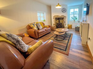 TV, fireplace - Old Hall Cottage No 1 (Byers Green, near Durham)
