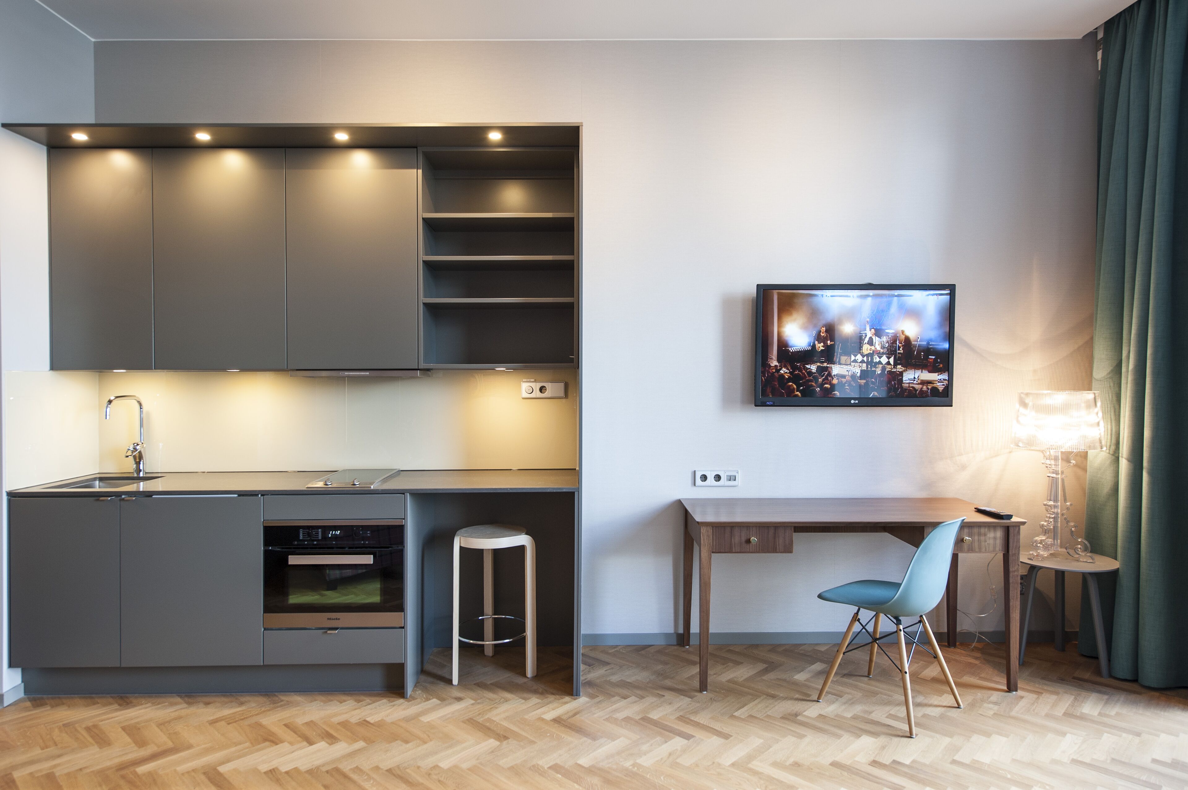 stylish studio regular | private kitchenette | fridge, microwave, stovetop, electric kettle