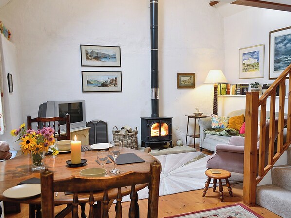 TV, fireplace