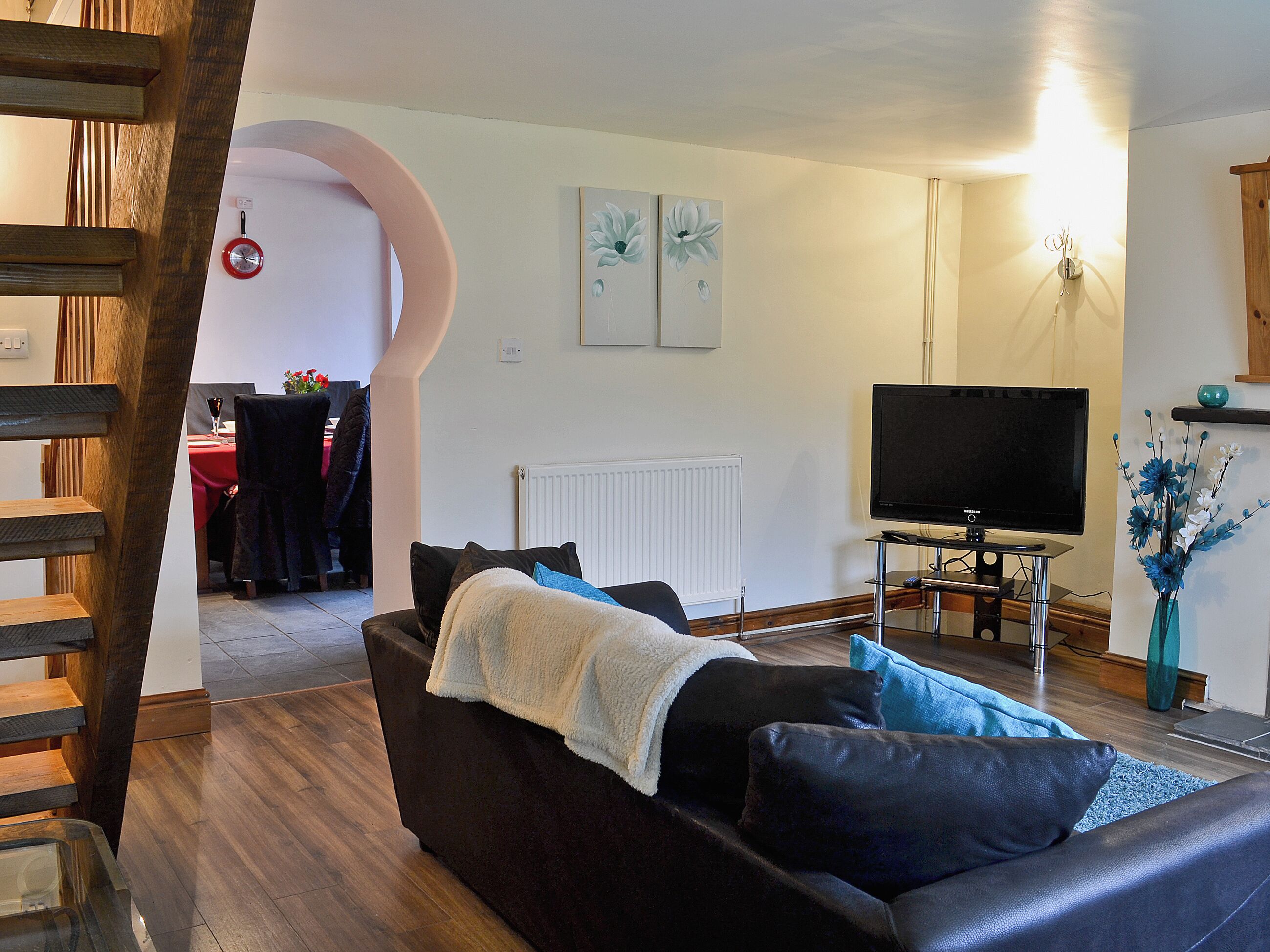 TV, fireplace