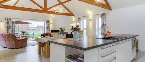 Dishwasher, high chair, cookware/dishes/utensils