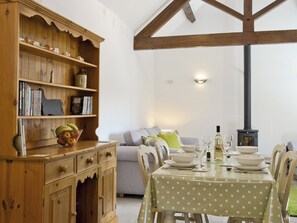 Dining - Relax in front of the woodburner in this single-storey barn conversion. (Culmington, near Ludlow)