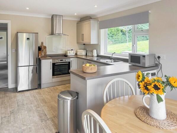 Fridge, microwave, dishwasher, high chair