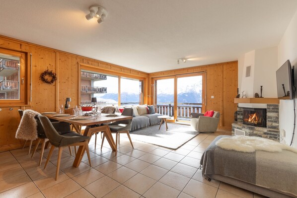 TV, fireplace, DVD player