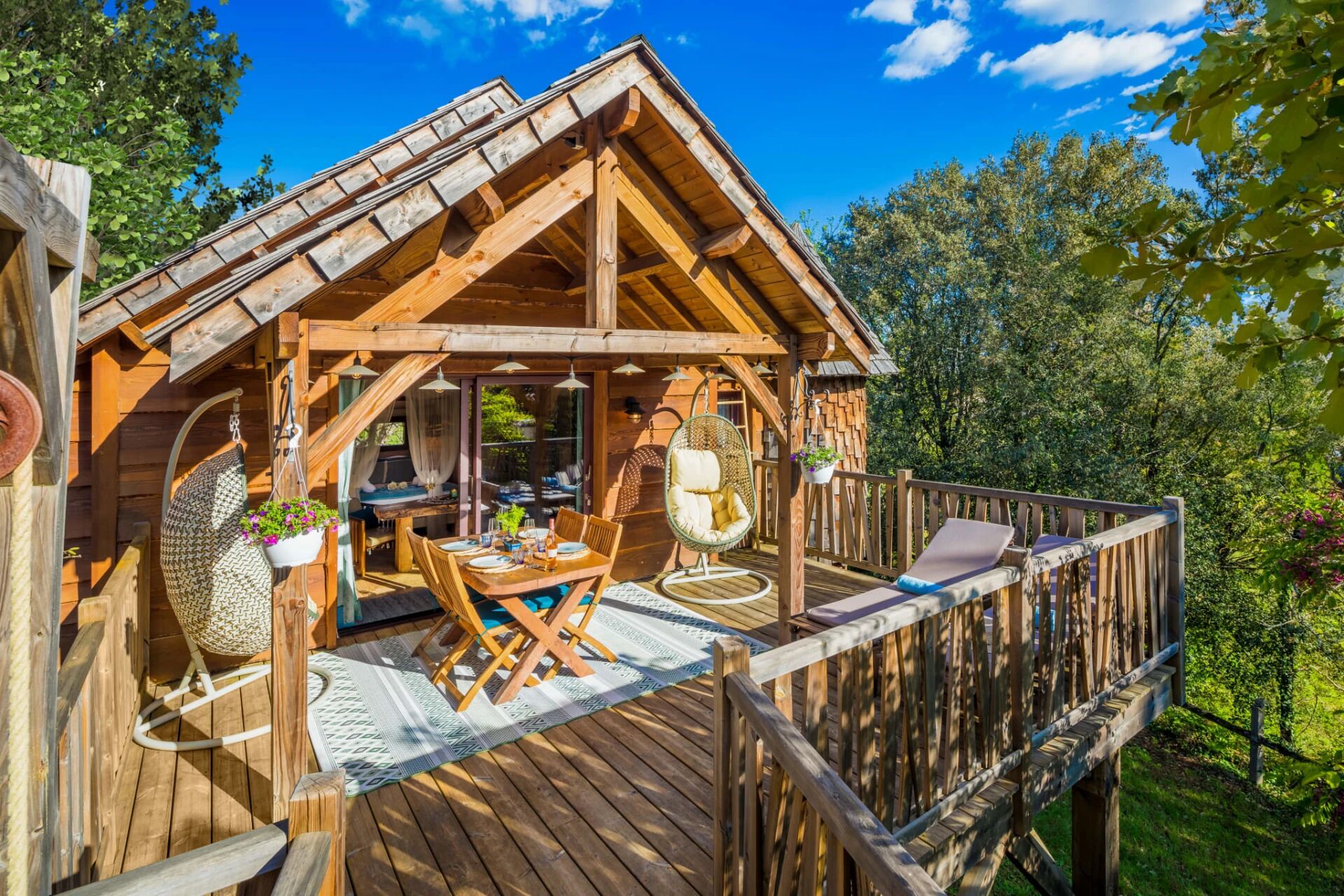 Klassieke boomhut, patio, uitzicht op tuin | Terras