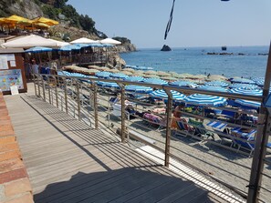 Private beach nearby, sun loungers, beach umbrellas, beach bar