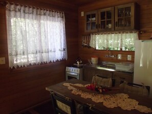 Fridge, oven, stovetop, coffee/tea maker