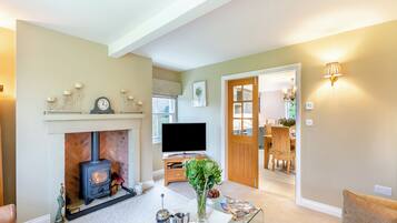 TV, fireplace