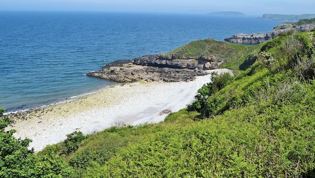 A coastal landscape with a rocky shoreline, a pebbly beach, and lush greenery. - 2 bedroom accommodation in Llanddona, near Beaumaris (Llanddona, near Beaumaris)