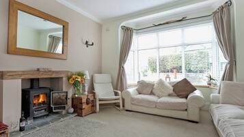 TV, fireplace