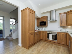 Fridge, oven, dishwasher, high chair