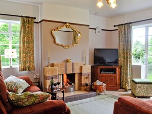 TV, fireplace