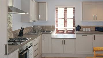 Dishwasher, high chair, cookware/dishes/utensils