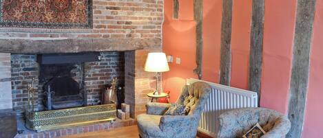 TV, fireplace