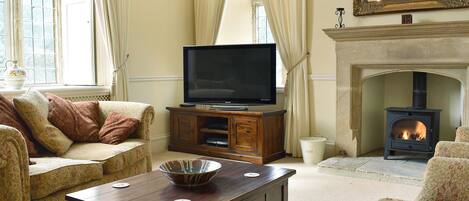 TV, fireplace