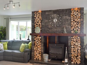 TV, fireplace