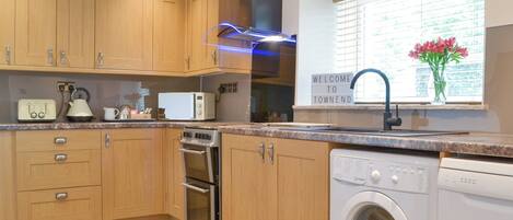 Dishwasher, highchair, cookware/dishes/utensils