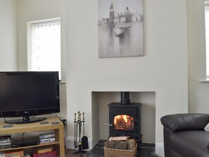 TV, fireplace