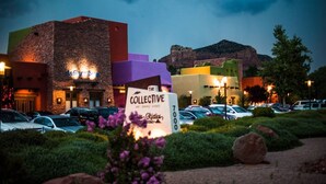A hotel with a stone facade and a sign for 'The Collective' in front. - UPSCALE Sedona VIEWS-heated POOL-golf-hot tub-Pball-tennis-fireplace-PRIVATE (Sedona)