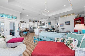 TV, DVD player - Pet-friendly Mississippi Sound Front home, with private pool (Dauphin Island)