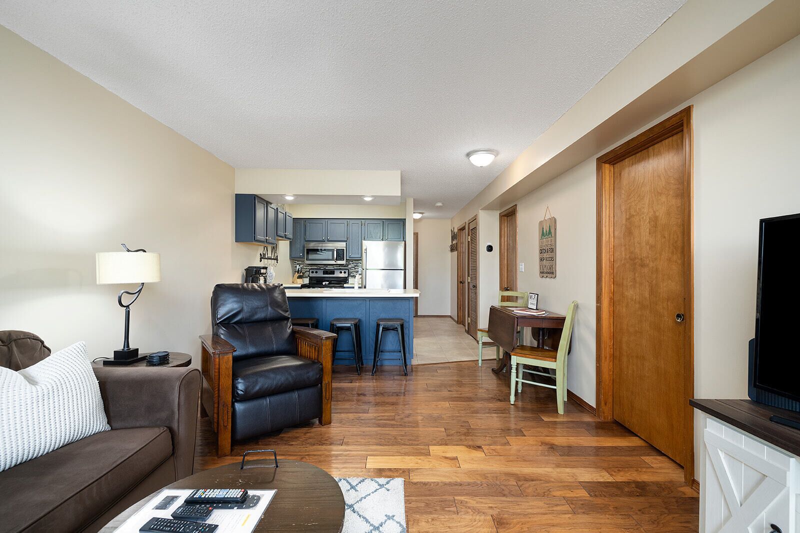 TV, fireplace, DVD player, video library