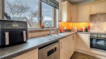 Dishwasher, high chair, cookware/dishes/utensils