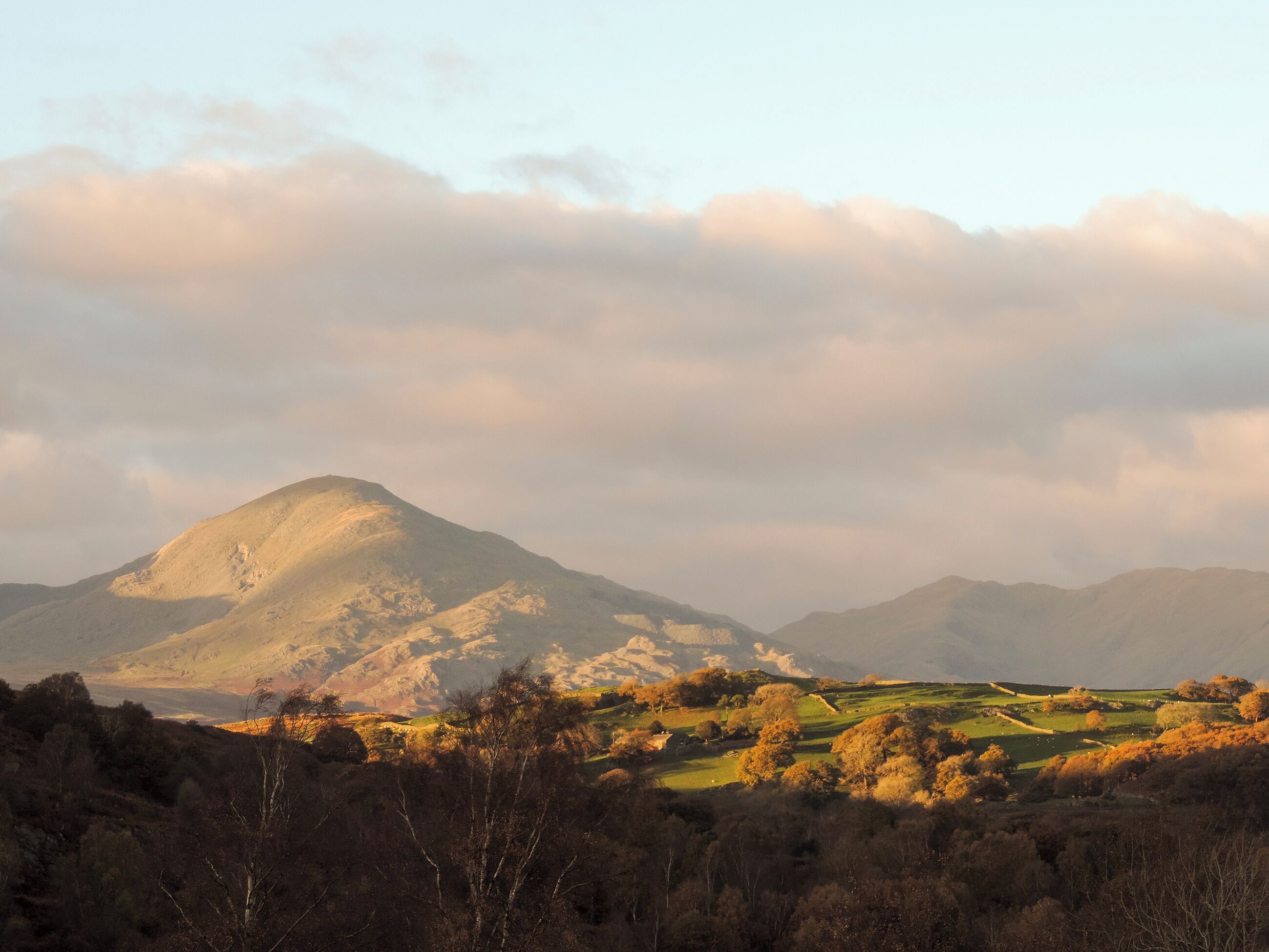 Un paysage montagneux caractérisé par des collines douces et une végétation clairsemée.