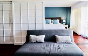Appartamento, 1 letto queen con divano letto, lanai, vista città | Wi-Fi gratuito, lenzuola