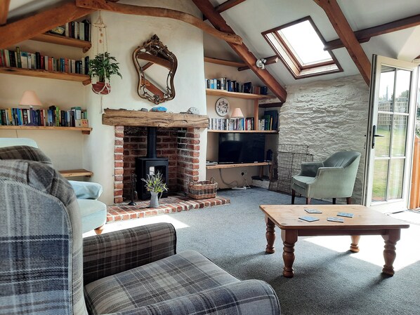 TV, fireplace