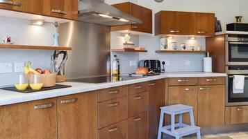 Dishwasher, high chair, cookware/dishes/utensils