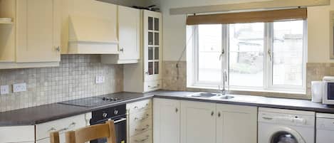 Fridge, microwave, dishwasher, high chair