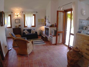 Fernseher, Kamin, Bücher