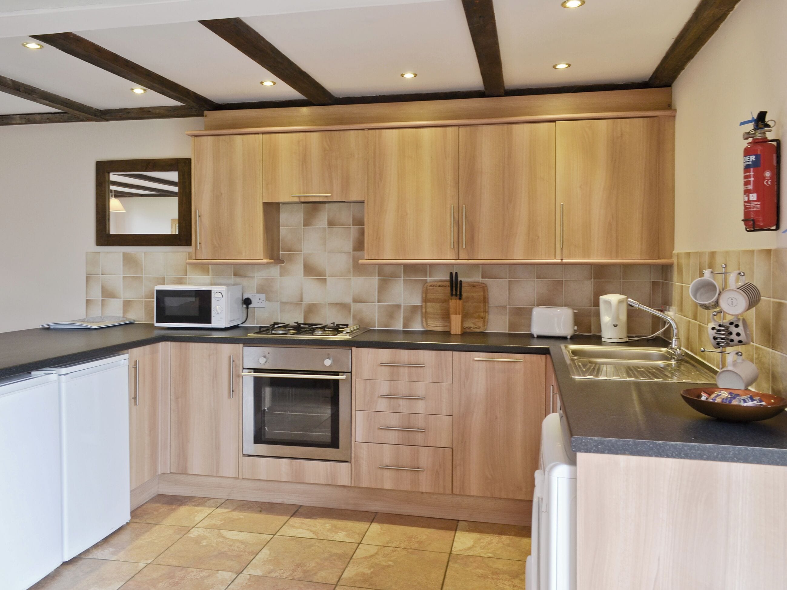 Dishwasher, high chair, cookware/dishes/utensils