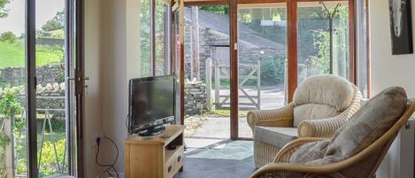 TV, fireplace
