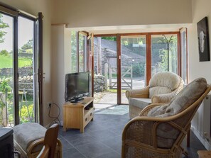 Televisión y chimenea 