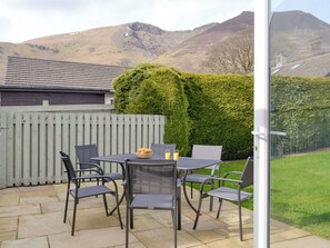 Paved patio with outdoor furniture | Cobble Rigg, Threlkeld, near Keswick - 3 bedroom accommodation in Threlkeld, near Keswick (Threlkeld, near Keswick)