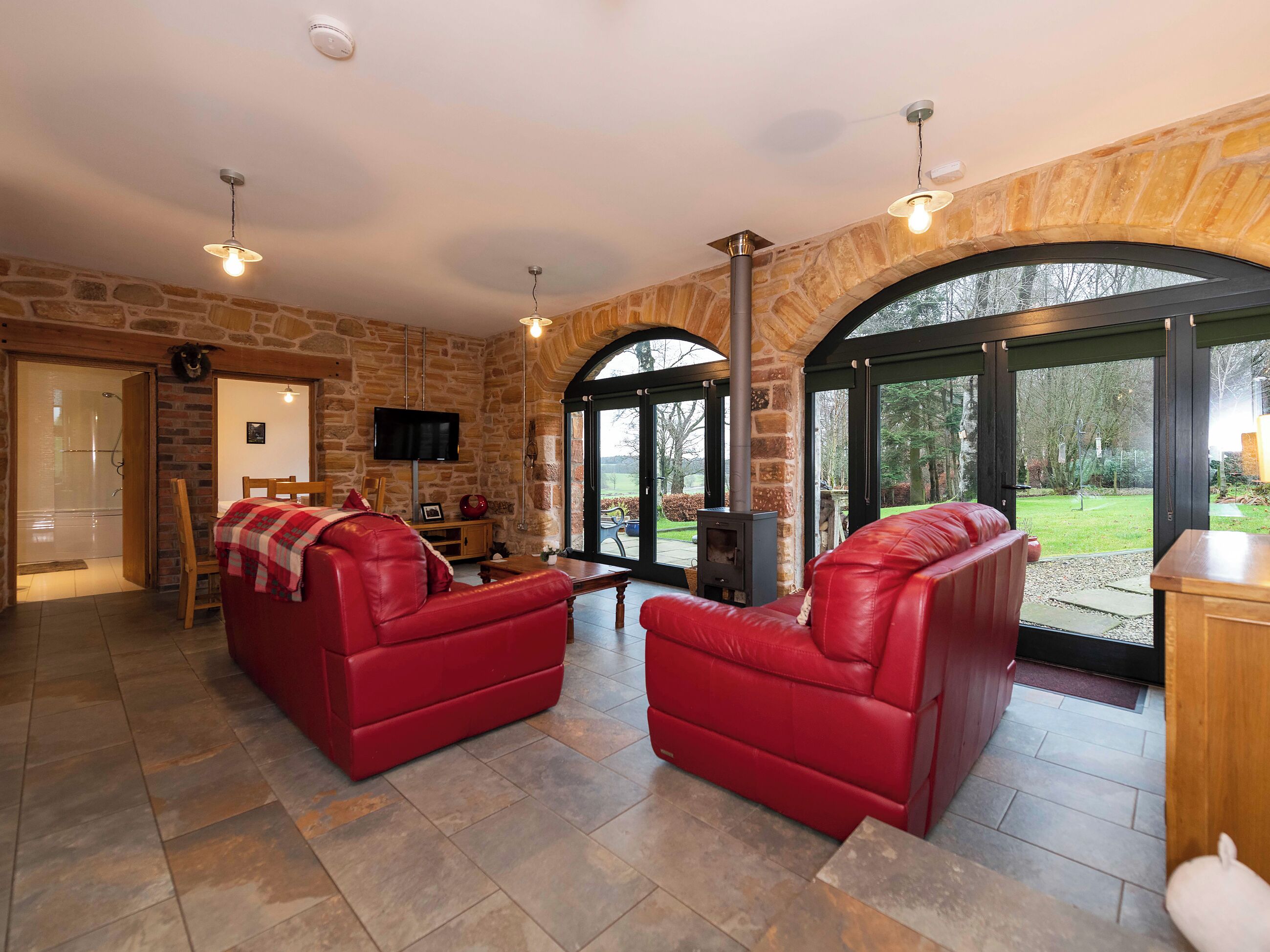 TV, fireplace