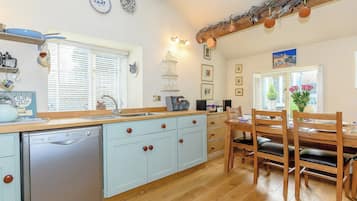 Fridge, microwave, dishwasher, high chair