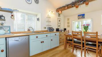Dishwasher, high chair, cookware/dishes/utensils