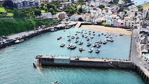 A coastal town with a marina, residential buildings, and a hill in the background. - 2 bedroom accommodation in Ilfracombe (Ilfracombe)
