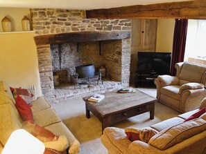 TV, fireplace