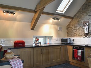 Dishwasher, highchair, cookware/dishes/utensils