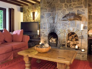 TV, fireplace